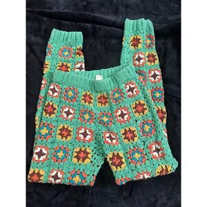 FLOOK FOR FREE PEOPLE GRANNY SQUARE COTTON CROCHET LEGGINGS S BOHO FESTIVAL